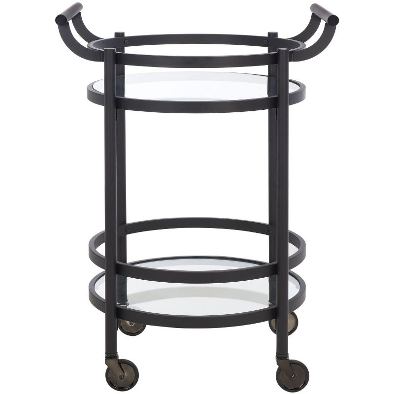 Sienna 2 Tier Round Bar Cart - BCT8001E - Matte/Black - Safavieh