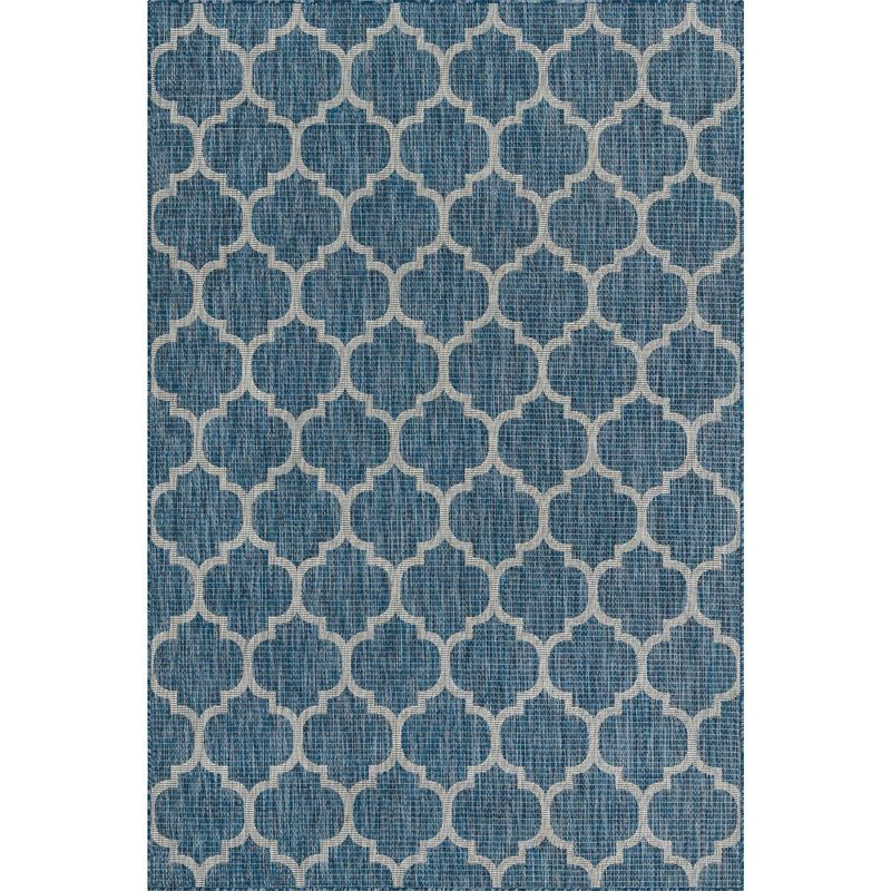 Unique Loom 6' 1 x 9' 0 Rectangle Indoor/Outdoor Trellis Navy Blue Area Rug