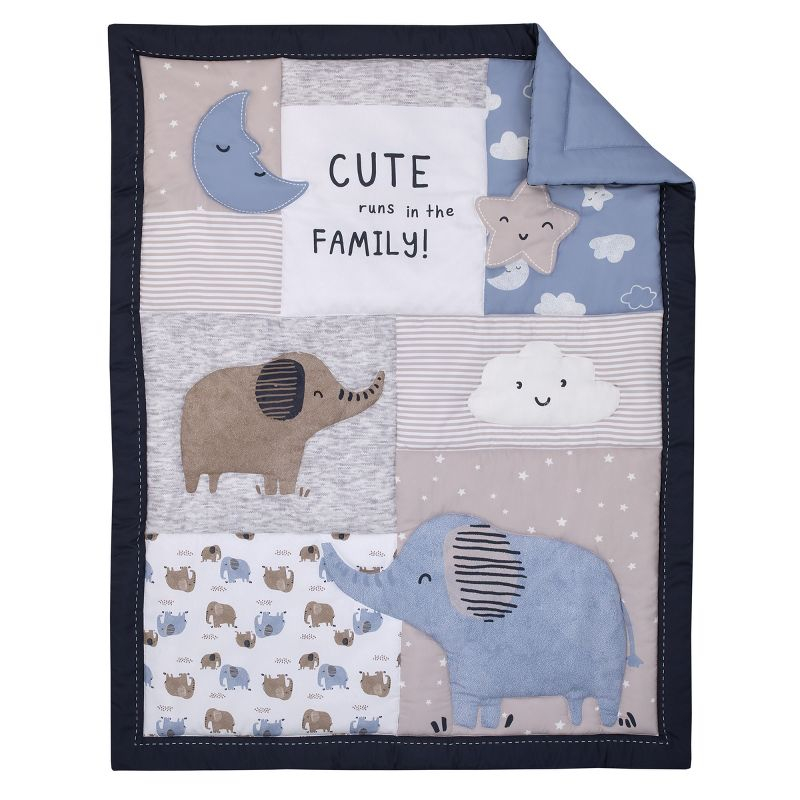 Carter's Blue Elephant 3 Piece Nursery Crib Bedding Set