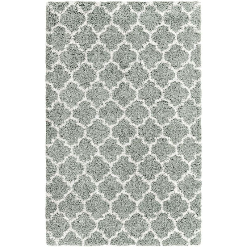 Unique Loom 5' 3 x 8' 0 White Cyan Rabat Shag Marble Area Rug