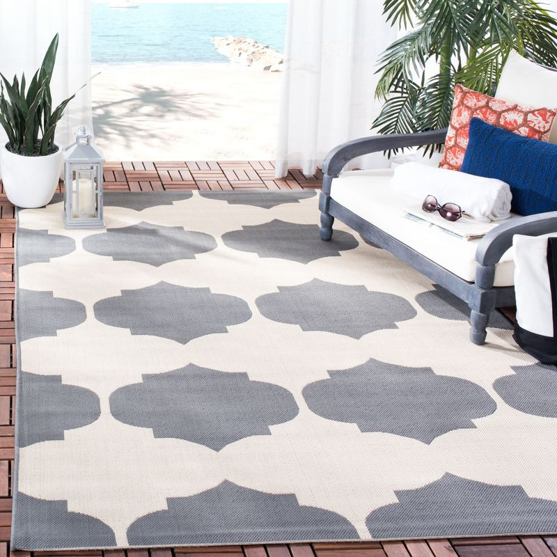 Courtyard CY6162 Power Loomed Indoor and Outdoor Accent Rug - Beige/Anthracite - 2'7"x5' - Safavieh