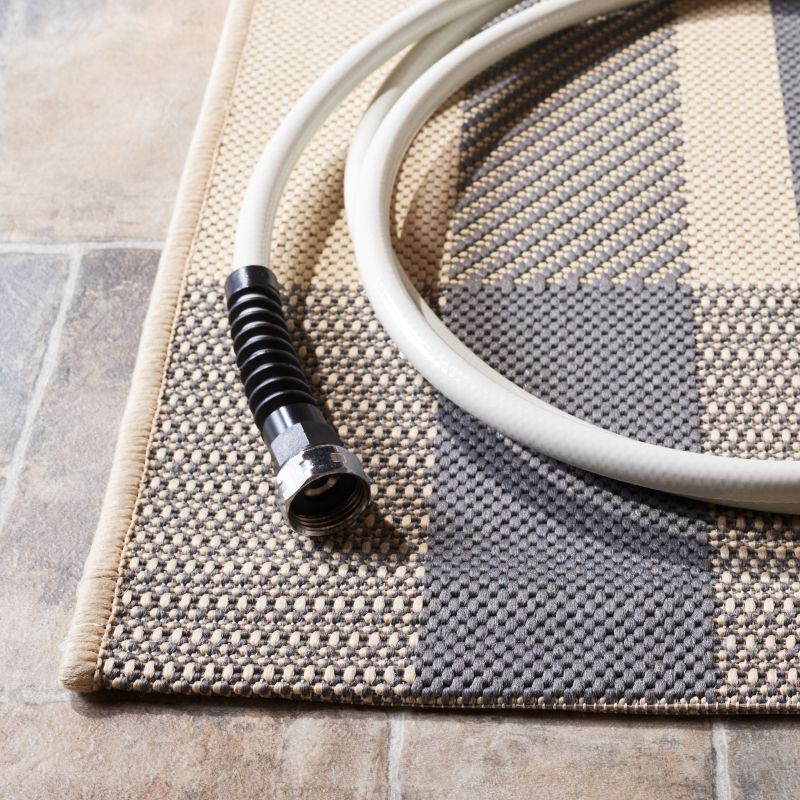 Courtyard CY6201 Power Loomed Indoor/Outdoor Area Rug - Grey/Bone - 4'x4' - Safavieh.