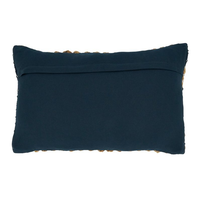 12"x20" Oversized Rope Design Down Filled Lumbar Throw Pillow Navy Blue - Saro Lifestyle: Cotton & Jute, Indoor Use, Zippered