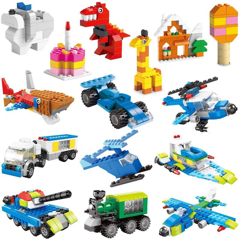 Fun Little Toys 1100 Pcs Building Bricks, 17 Colors & 147 Mixed Shapes, Compatible with Major Brands STEM Toy Set for Kids 3-12