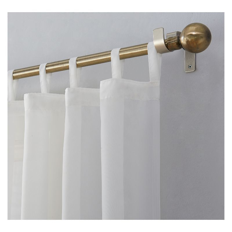 59"x95" No. 918 Sheer Emily Voile Tab Top Curtain Panel White: Sheer Curtain Panels, Machine Washable, Indoor Use