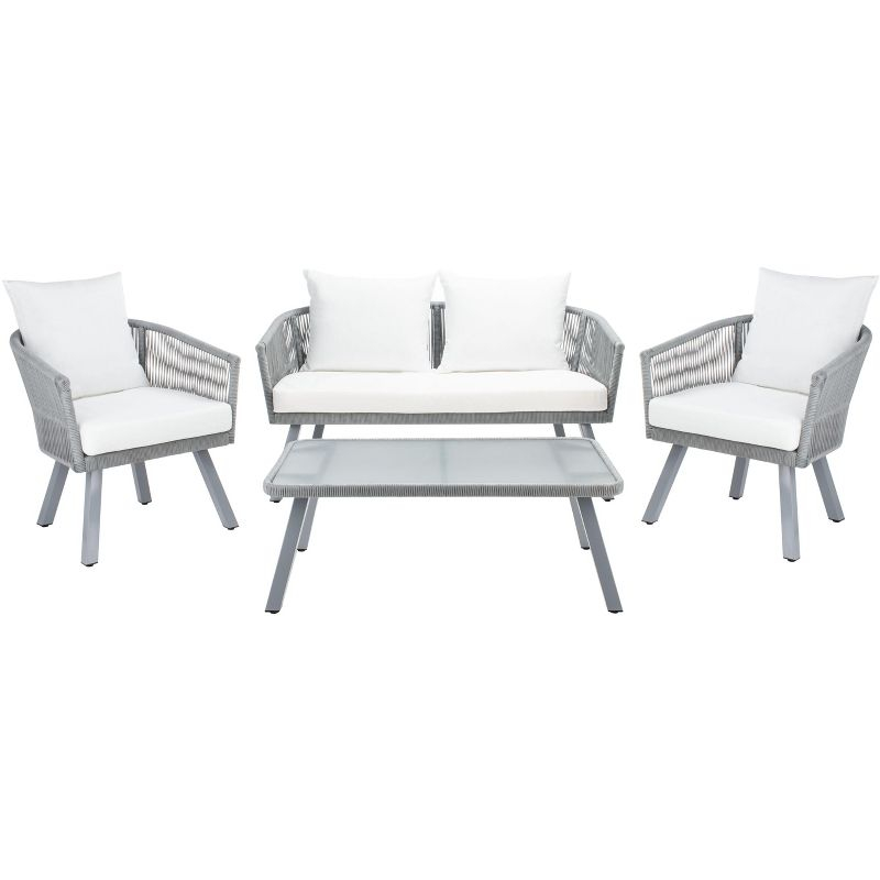 Belmi 4 Piece Rope Living Set - Indoor/Outdoor - PAT7517 - Grey/Beige - Safavieh