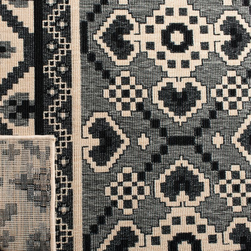 Veranda VER097 Power Loomed Indoor/Outdoor Area Rug - Black/Beige - 6'7"x6'7" - Safavieh.