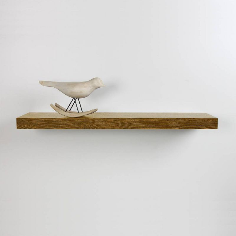 InPlace 36" Decorative Floating Shelf Wall Mounted Hidden Brackets Brown: Wood Composite, Modern Style, 15 lbs Capacity