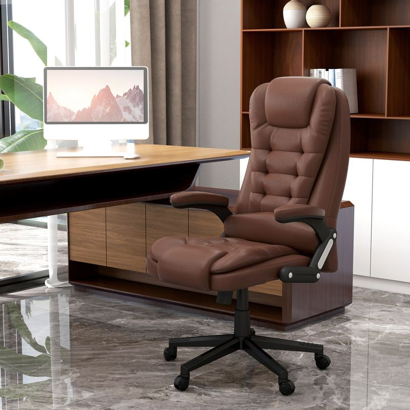 HOMCOM High-Back Massage Office Chair, Heated Reclining Computer Chair with Remote, Brown