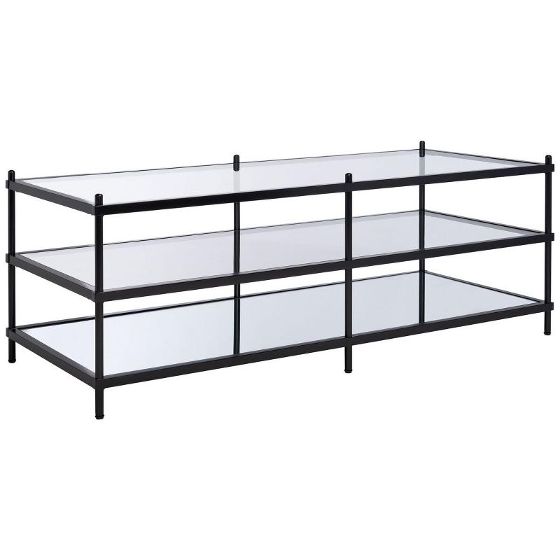 Cathal Glass And Mirror Coffee Table - Black/Glass - Safavieh