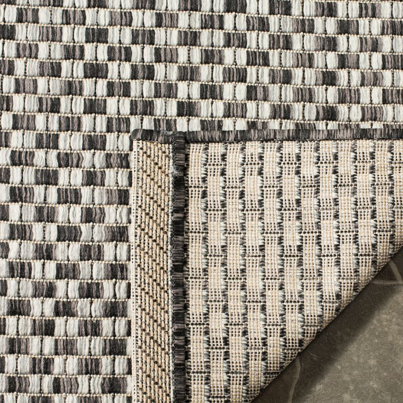 Courtyard CY8653 Power Loomed Indoor and Outdoor Area Rug - Black/Light Grey - 4'x4' - Safavieh