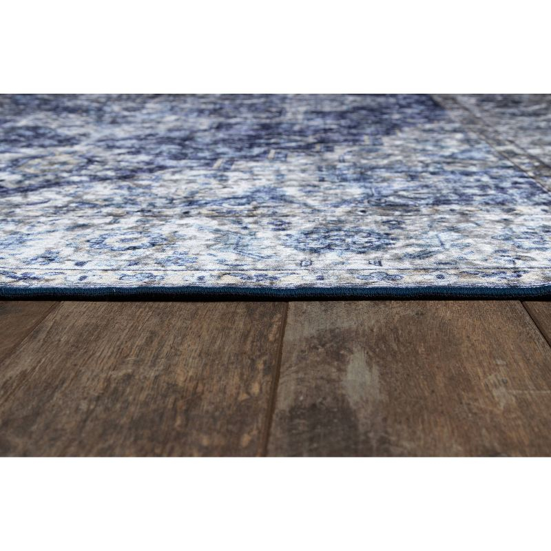 5'x8' Karachi Aria Area Rug Blue - Momeni: Geometric Bohemian, Rubber Backing, Medium Pile, Indoor Use
