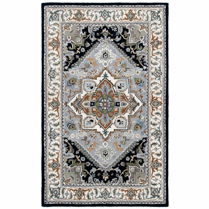 Heritage HG625 Handmade Area Rug - 5'x8' - Grey/Navy - Safavieh