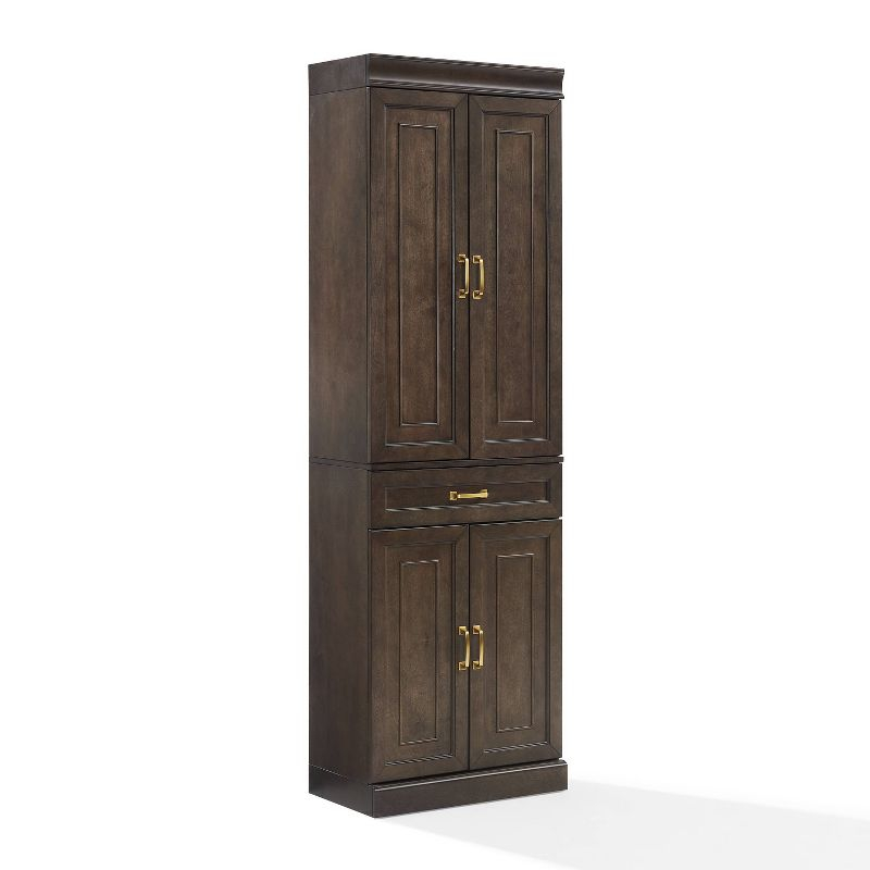 Crosley 78" Stanton Kitchen Storage Pantry Cabinet Coffee: Modular Design, 5 Adjustable Shelves, Wood Veneer