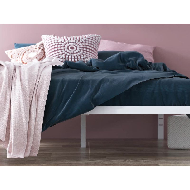 Twin Mia 14" Metal Platform Bed Frame White - Zinus: Steel Support, No Box Spring, Underbed Storage