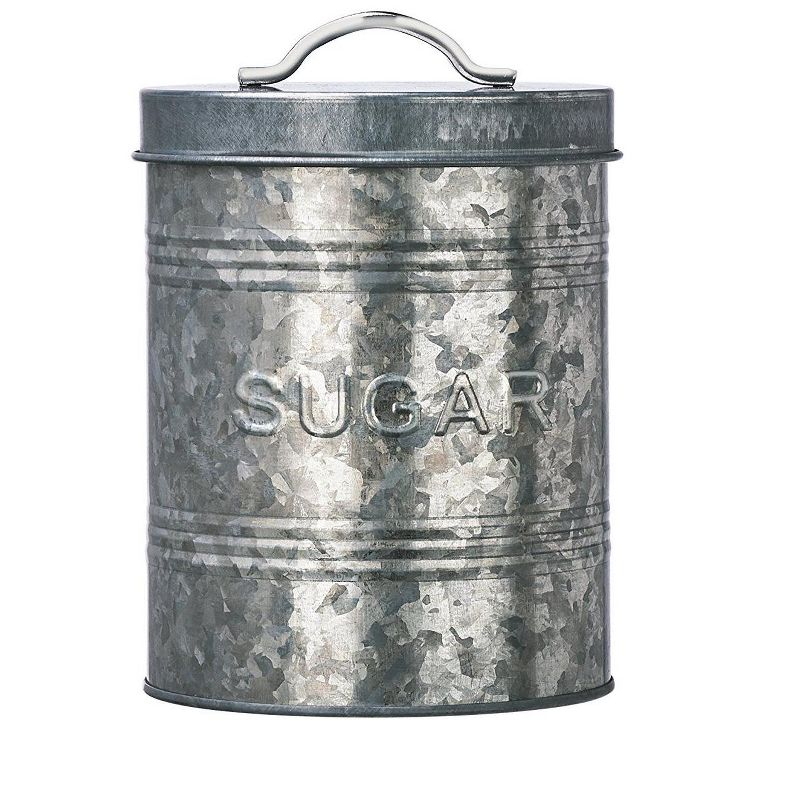 Amici Home Rustic Kitchen Collection Galvanized Metal Storage Canister, Food Safe, Sugar Relief, 76 Ounce