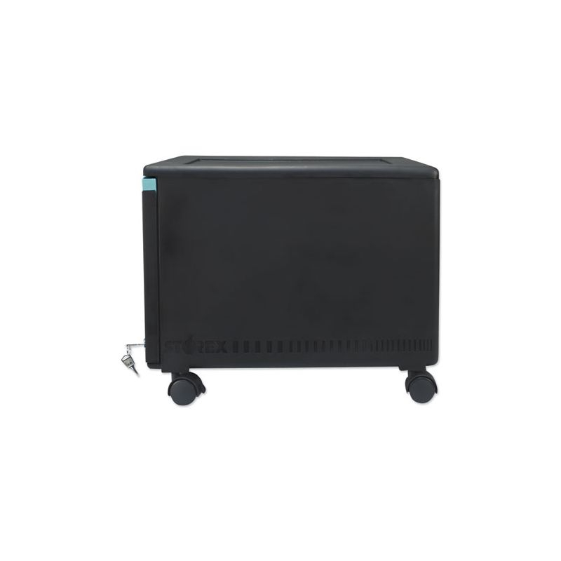 Storex Single-Drawer Mobile Filing Cabinet, 1 Legal/Letter-Size File Drawer, Black/Teal, 14.75" x 18.25" x 12.75"