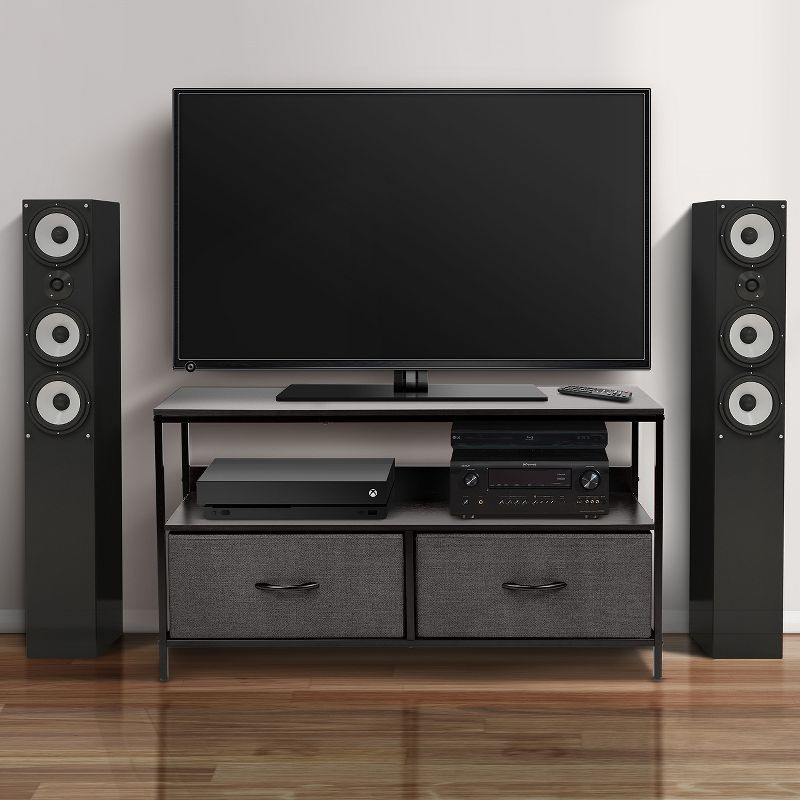 Sorbus 2 Drawer TV Stand Dresser with Wood Top (Black)