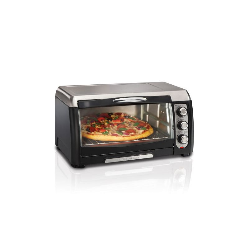 Hamilton Beach 6 Slice Capacity Toaster Oven 31330D: Countertop, 12" Pizza, 1400W, Black, Freestanding, Dishwasher-Safe Parts