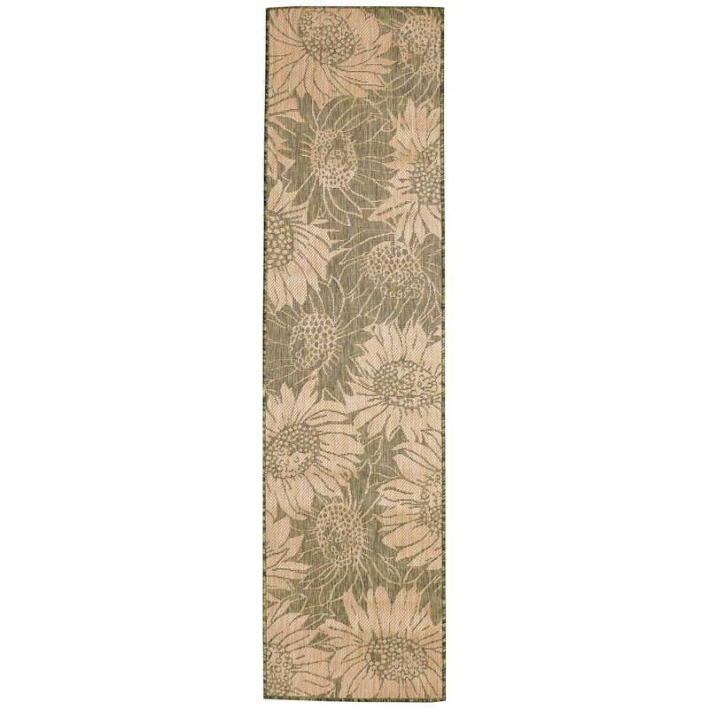 Liora Manne Carmel Sunflower Field Indoor/Outdoor Rug Green 1'11" x 7'6"