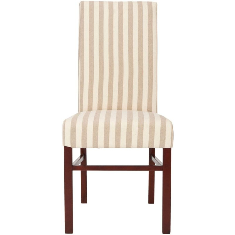 Classic 20''H Striped Side Chair (Set Of 2) - Tan/Cream - Safavieh
