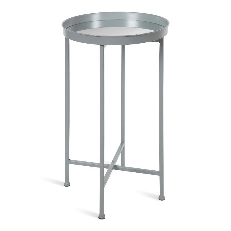 Kate and Laurel Celia Round Metal Tea Table, 14x14x25.75, Gray