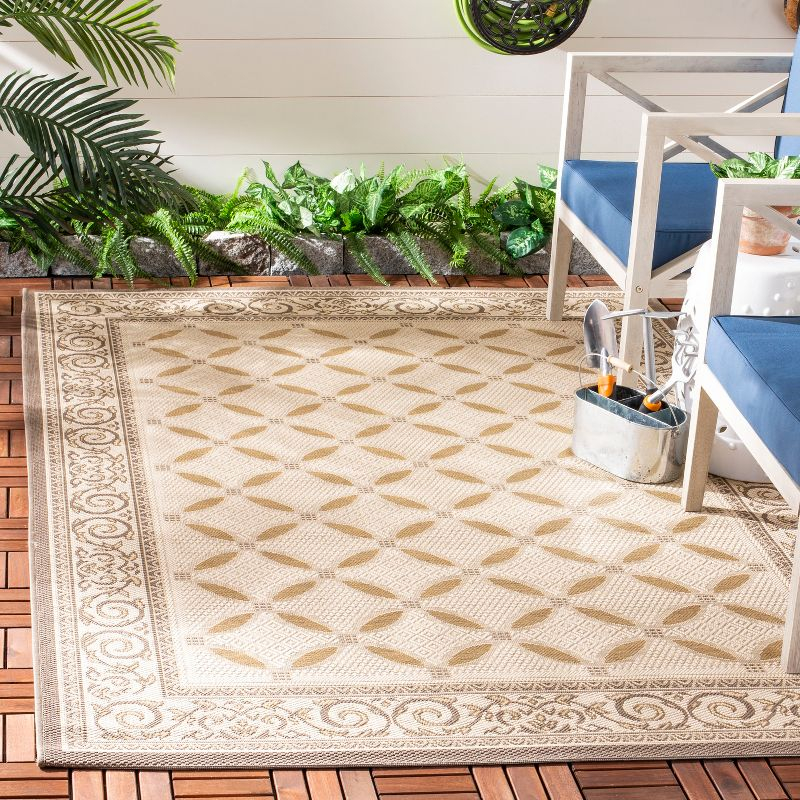 Courtyard CY7107 Power Loomed Indoor/Outdoor Area Rug - Dark Beig/Beige - 5'3"x7'7" - Safavieh.