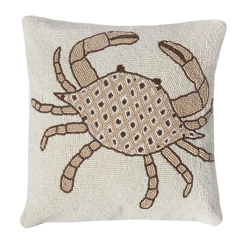 C&F Home 16" x 16" Handcrafted Beaded Crab Decorative Accent Throw Pillow