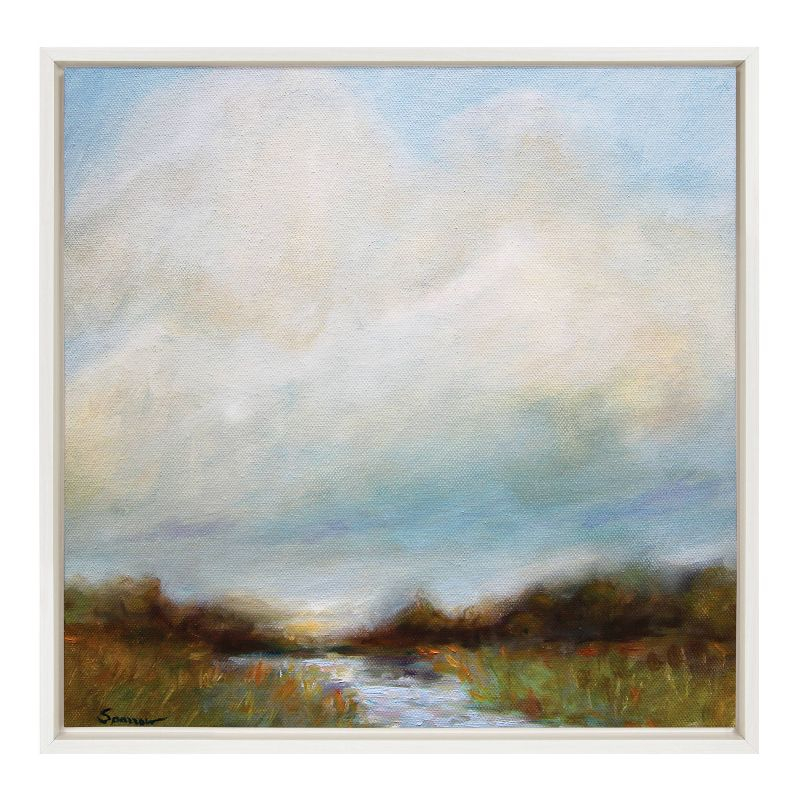 22" x 22" Sylvie Tranquility Framed Canvas by Mary Sparrow White - Kate & Laurel: Serene Nursery Art Decor