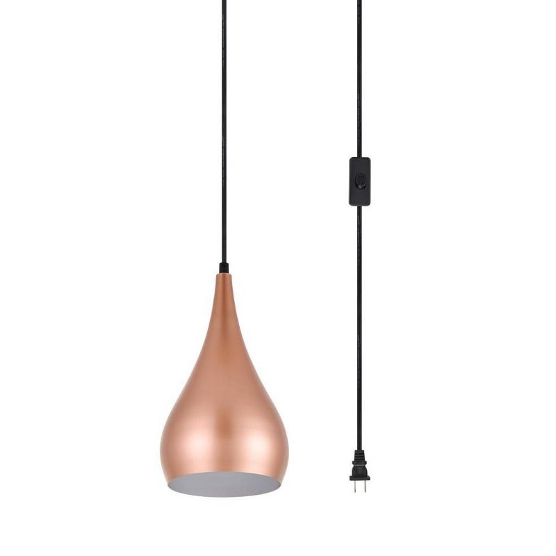 Elegant Lighting Nora 1 Light honey gold plug-in pendant