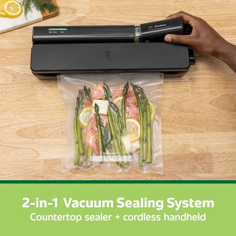 FoodSaver 2-in-1 Vacuum Sealer System + Cordless Handheld Sealer Black MS2010: 5-Year Warranty, Plastic, Spot Clean
