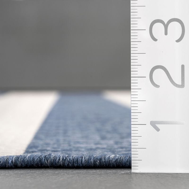 Nuloom Robin Striped 10x13 Indoor/Outdoor Area Rug for Living Room Patio Deck Front Porch Kitchen, Blue/Ivory