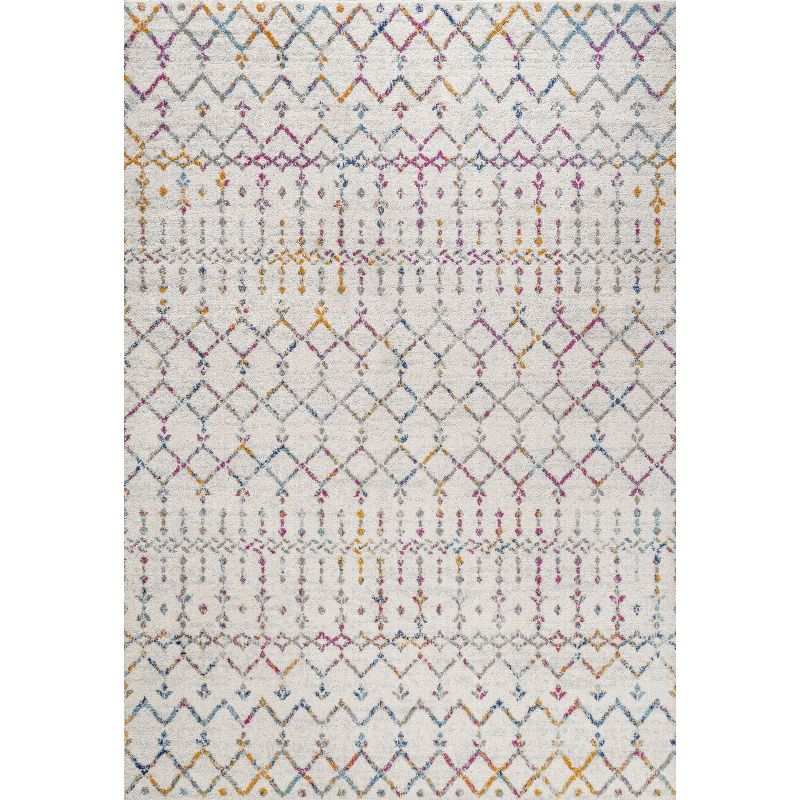 JONATHAN Y Moroccan HYPE Boho Vintage Diamond Ivory/Multi 4 ft. x 6 ft. Area Rug