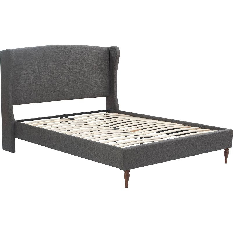 Queen Elmhurst Upholstered Wing Bed Frame Gray - Finch