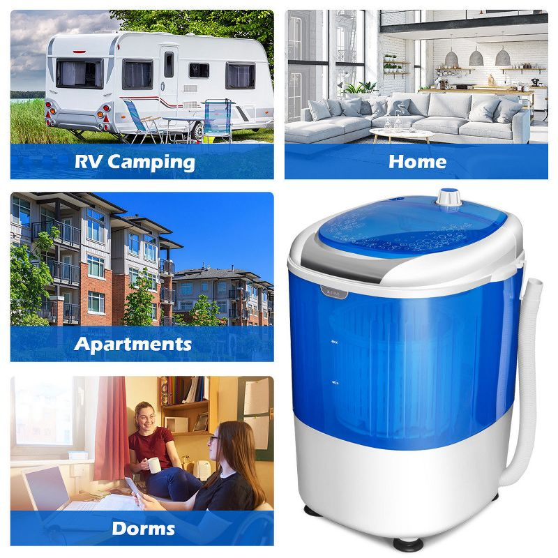 Costway 5.5lbs Portable Mini Compact Washing Machine Electric Laundry Spin Washer Dryer Blue