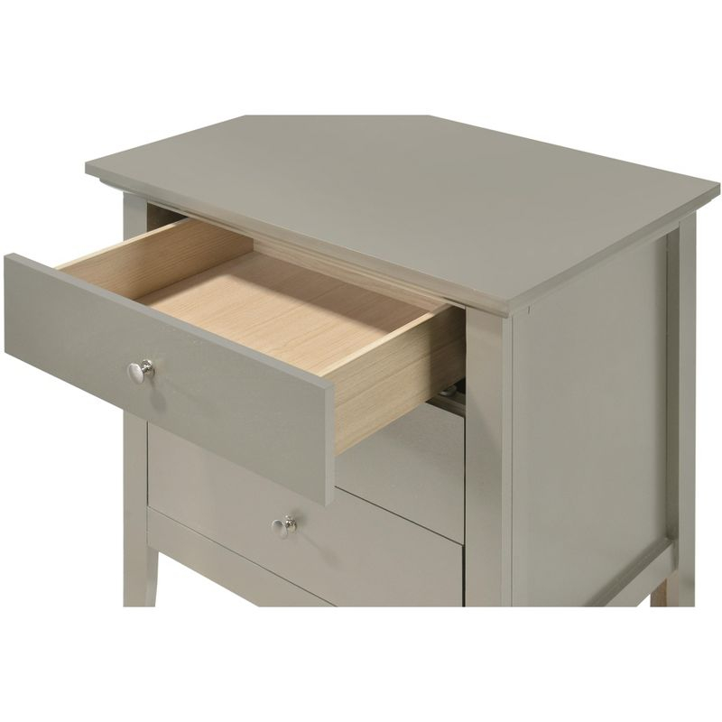 Passion Furniture Hammond 3-Drawer Silver Champagne Nightstand (26 in. H x 24 in. W x 18 in. D)