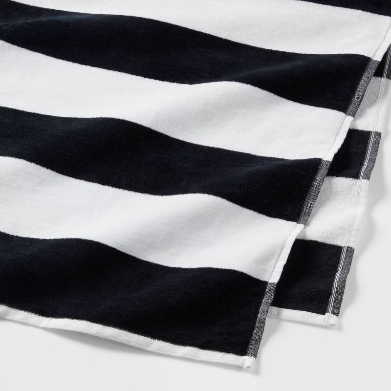 Striped Beach Towel Black/White - Sun Squad™
