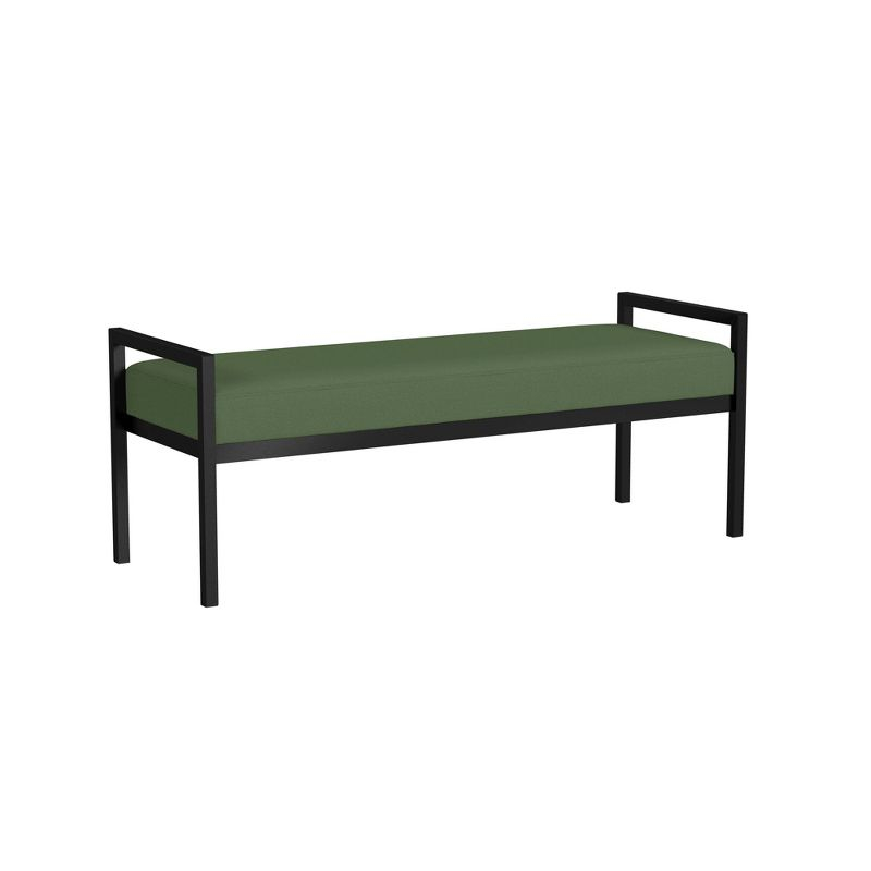 HomePop Modern Metal Bench Loden Green: Upholstered Rectangle for Entryway, End of Bed