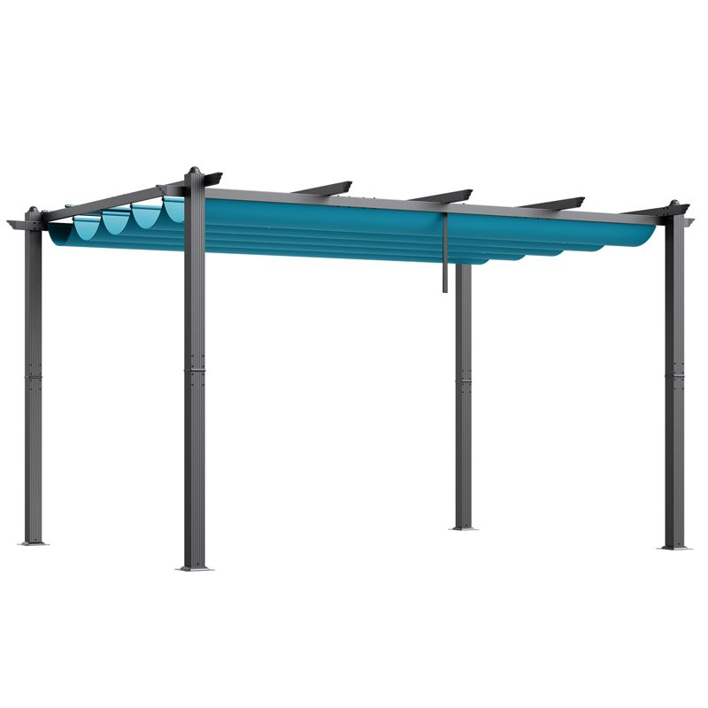 VEVOR 10'x13' Outdoor Retractable Pergola with Canopy, Aluminum Pergola with Retractable Canopy, Modern Pergola with Sun Shade Canopy, Bule