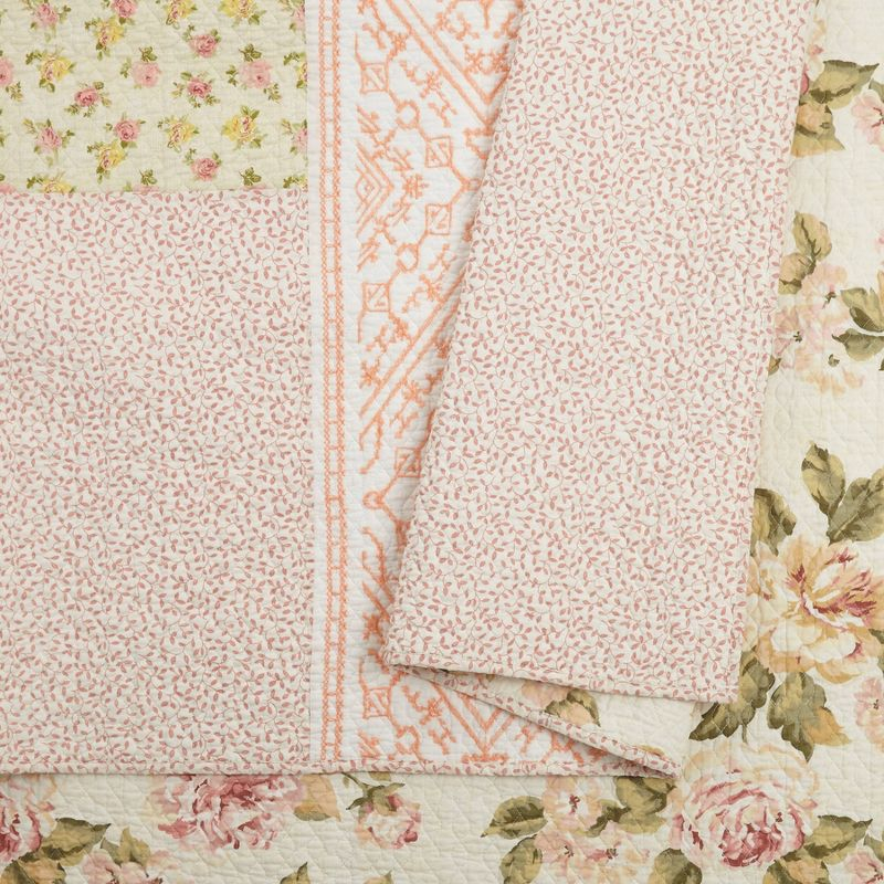 King Sweet Blooms Quilt Pink - Mary Jane's Home: Cotton Lace Trim, Botanical Pattern, Teen & Kids Bedding