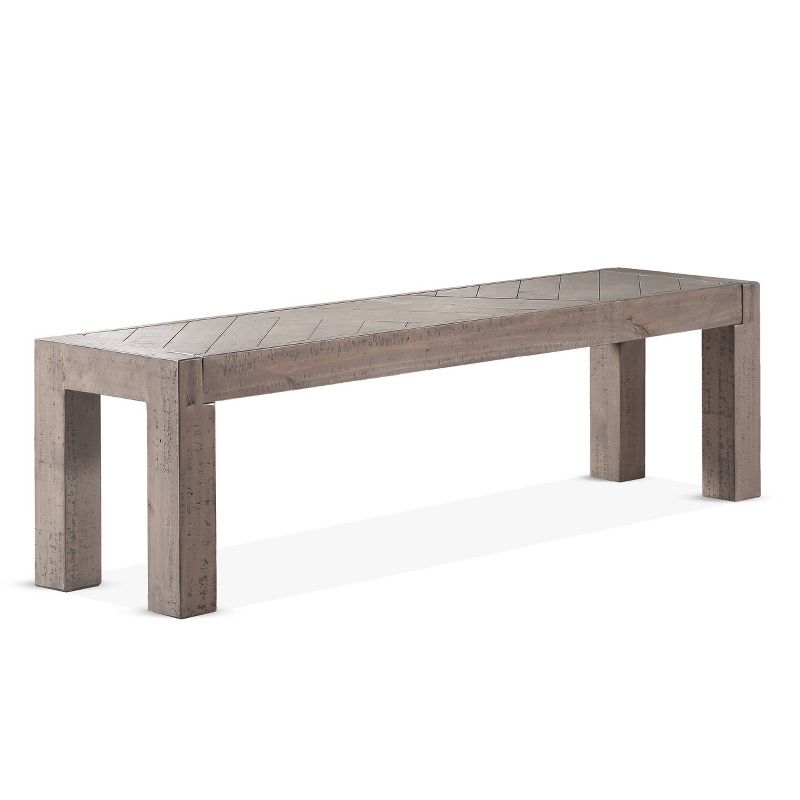 Auckland Bench Reclaimed Wood Weathered Gray - Steve Silver Co.: CSA Certified, Stained Textured Veneer, No Back