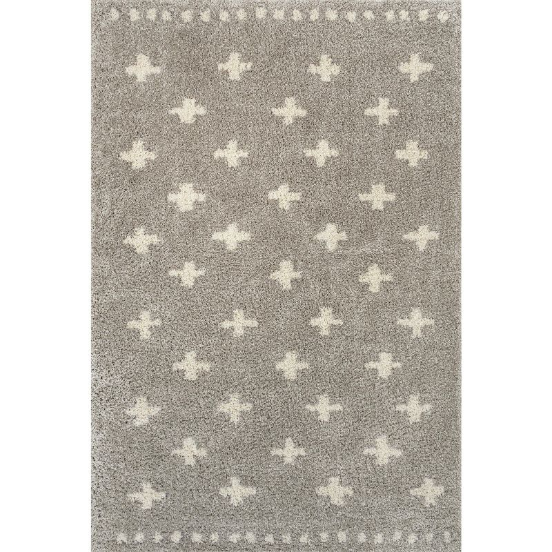 JONATHAN Y Cristo Berber Geometric Shag Gray/Ivory 5 ft. x 8 ft. Area Rug