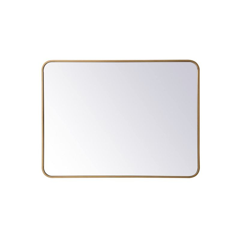 Elegant Lighting Soft corner metal rectangular mirror 27x36 inch in Brass