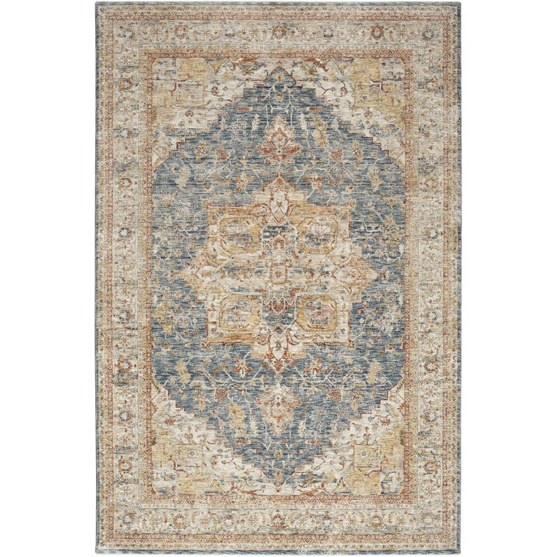 Nourison Petra Vintage Medallion Indoor Rug Ivory Blue 5'3" x 7'8"
