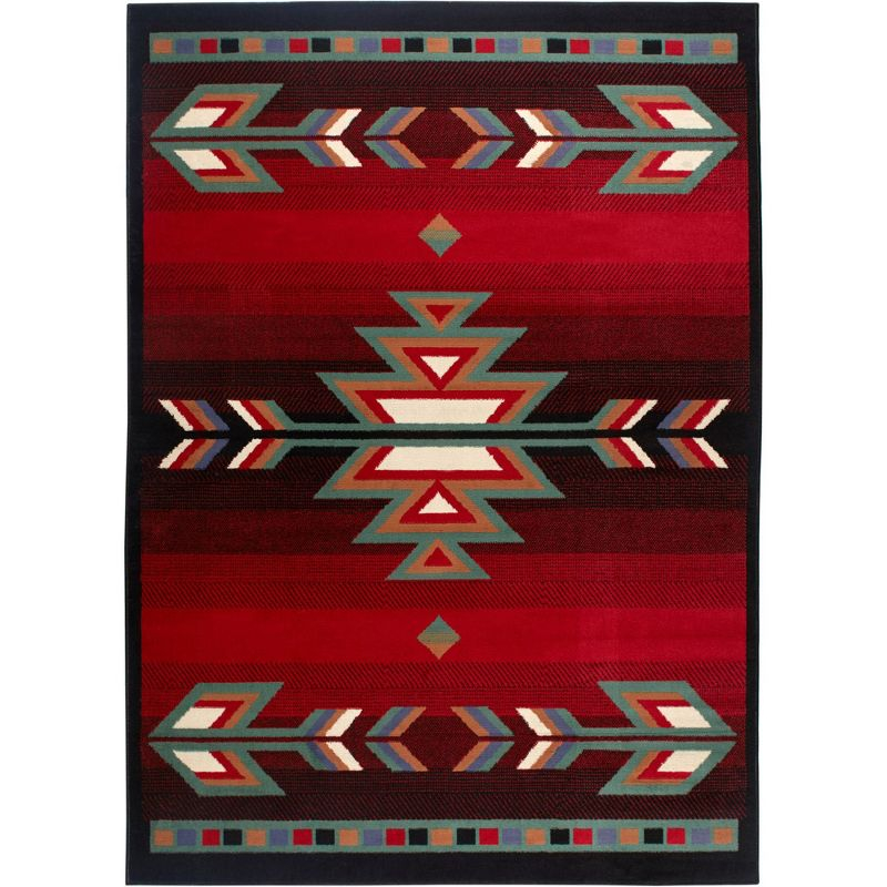 Home Dynamix Premium Sagrada Southwestern Geometric Area Rug, Black/Red, 5'2"x7'4"
