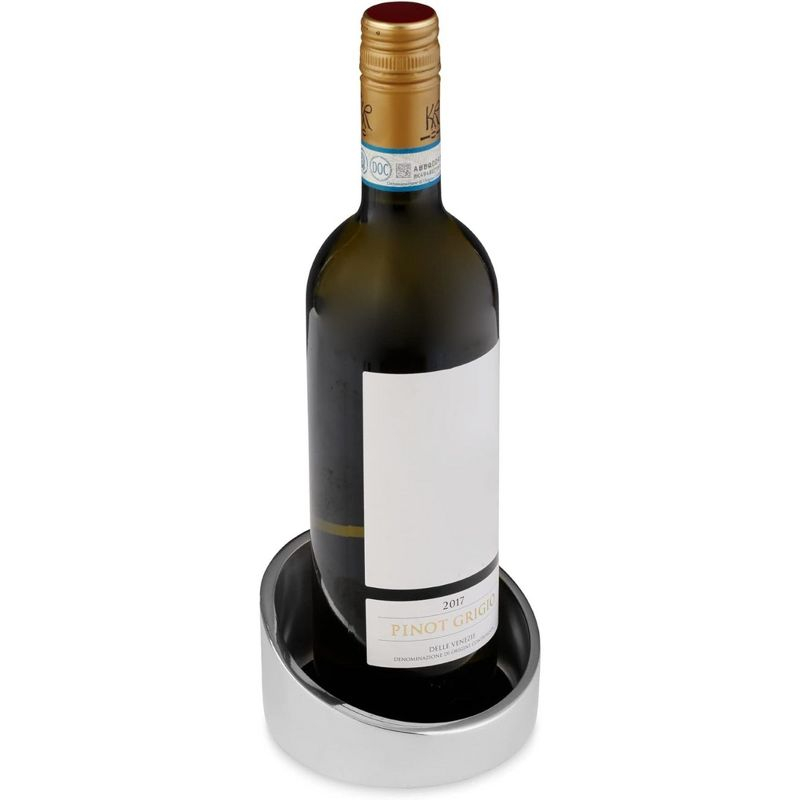 Nambé Tilt Winery Coaster - Angled Rim Alloy Drip Catcher & Bottle Holder - Sculptural Metal Table Accent, Chilled Bottle Rest & Counter Décor