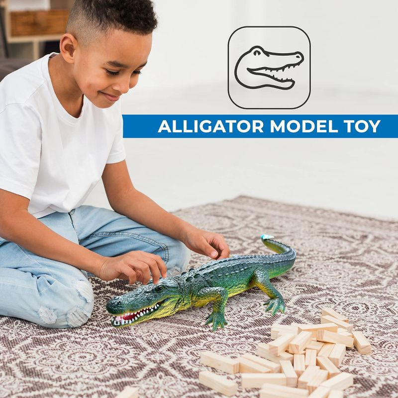 MameJo Alligator Toy | 16 Inch American Alligator Reptile Toys | Hand Painted Realistic Animal Toy Figures for Home Décor Or 3D Shapes for Teaching