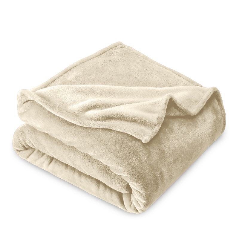 Oyster Microplush Full/Queen Fleece Blanket by Bare Home