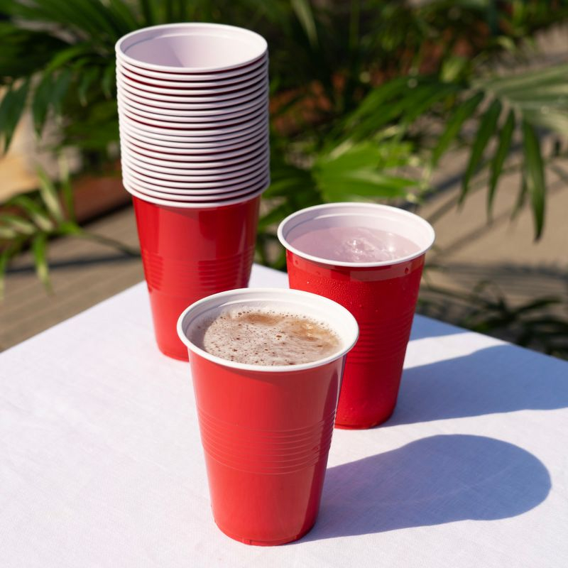True Red Party Cups, disposable Cups for Parties, Cup, Perfect for Outdoor Drinking Games, Drink Tumblers, set of 24, 16oz, Red