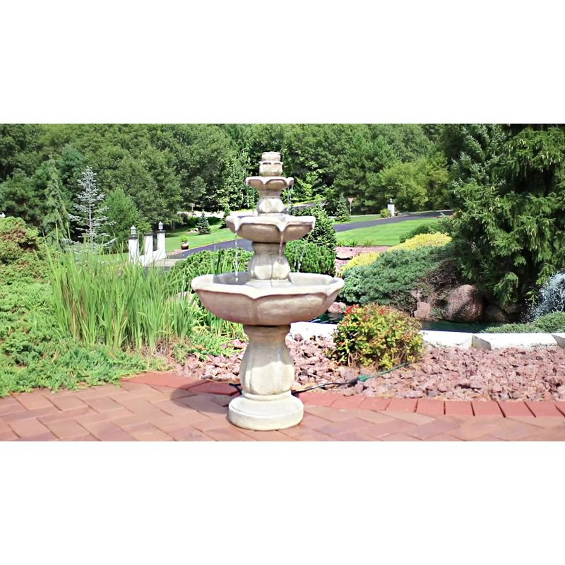 Sunnydaze 35"H Electric Fiberglass 3-Tier Birds' Delight Outdoor Bird Bath Water Fountain